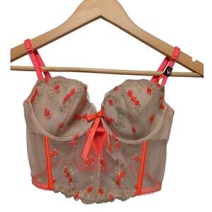 Victorias Secret Dream Angels Lightly-Lined Heart Embroidery Corset Top Lingerie